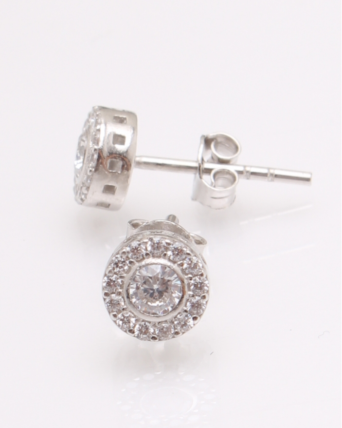 Cercei argint rotunzi si cubic zirconia cod 2-27396, gr1.1