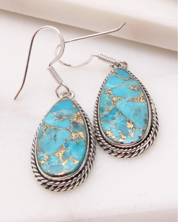 Cercei argint cu copper turquoise cod 2-49129, gr8.5