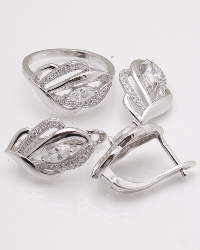 Set argint rodiat si cubic zirconia cod 3-24086, gr9.3