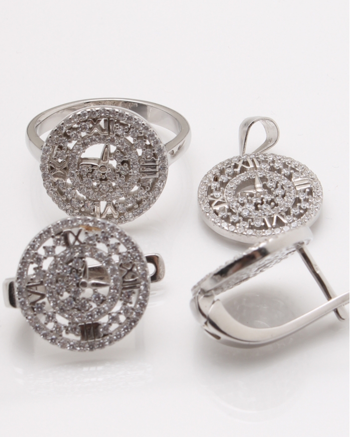 Set argint rodiat si cubic zirconia cod 3-24138, gr13.4