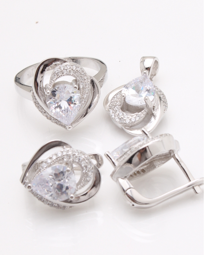 Set argint rodiat si cubic zirconia cod 3-24143, gr15.8