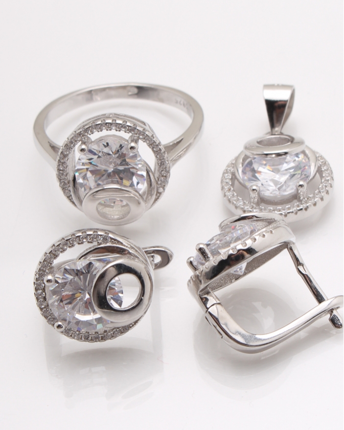 Set argint rodiat si cubic zirconia cod 3-24144, gr10.9