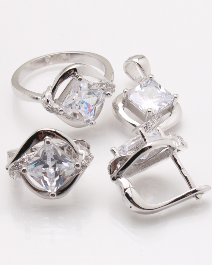 Set argint rodiat si cubic zirconia cod 3-24151, gr12.8