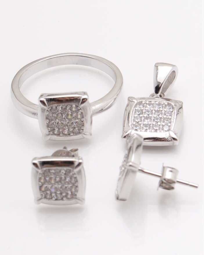 Set argint rodiat si cubic zirconia cod 3-24246, gr6.9