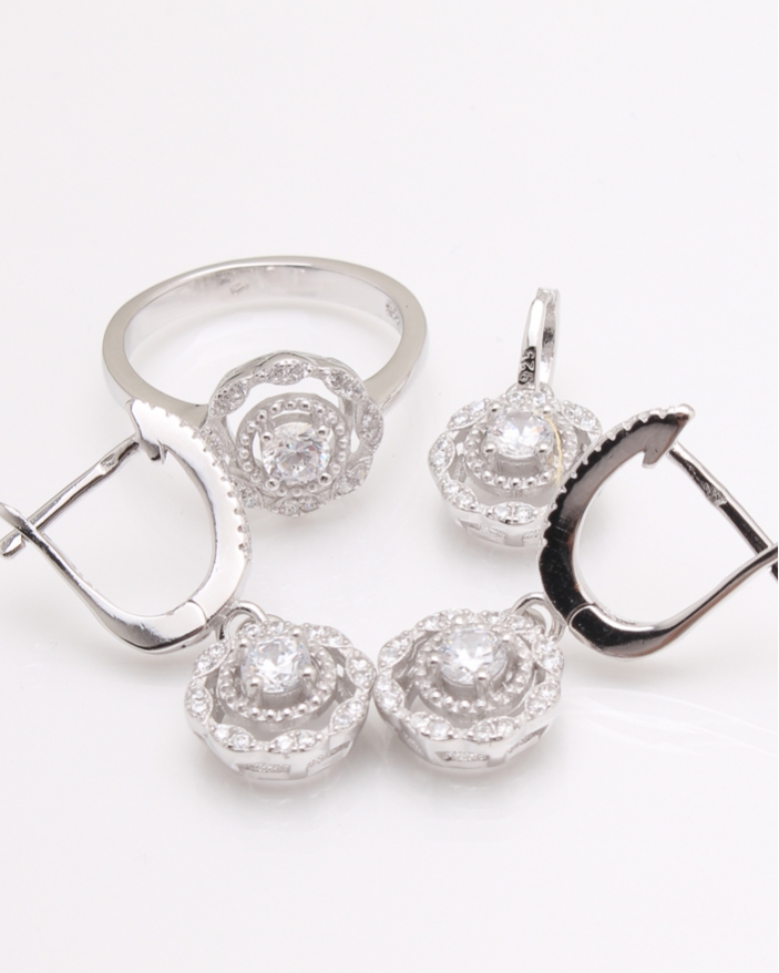 Set argint rodiat si cubic zirconia cod 3-24248, gr8.7