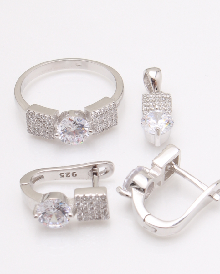 Set argint rodiat si cubic zirconia cod 3-24249, gr9