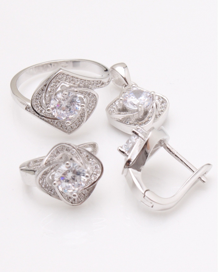 Set argint rodiat si cubic zirconia cod 3-24253, gr13.2