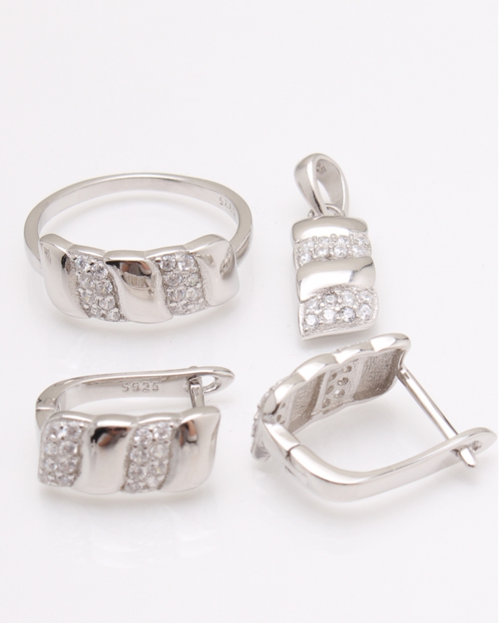 Set argint rodiat si cubic zirconia cod 3-24257, gr6.5