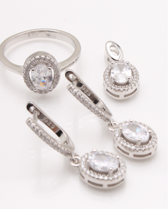 Set argint rodiat si cubic zirconia cod 3-24259, gr9.1