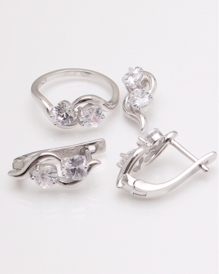 Set argint rodiat si cubic zirconia cod 3-24260, gr7.8