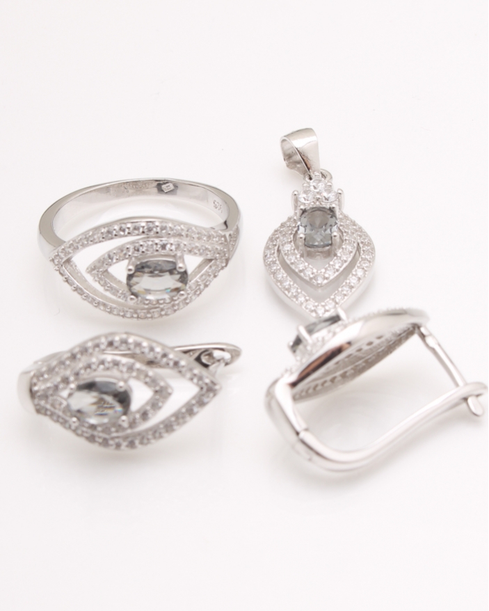 Set argint rodiat cubic zirconia cod 3-25267, gr9.1