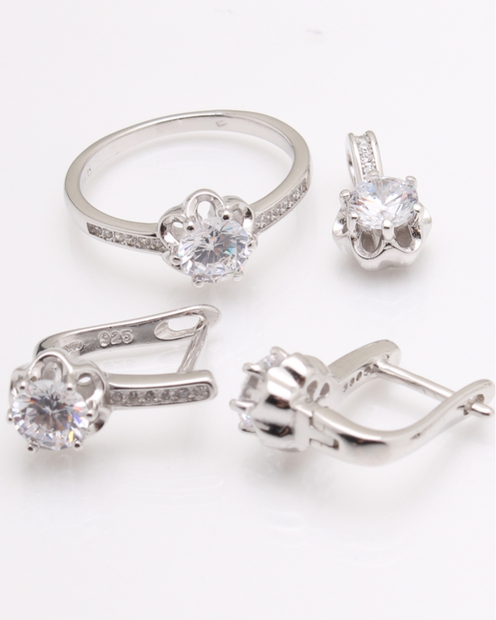 Set argint rodiat cubic zirconia cod 3-25270, gr9.3