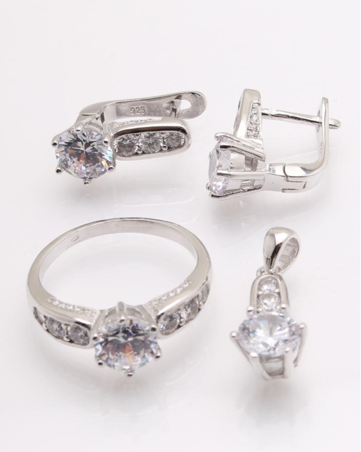 Set argint rodiat si cubic zirconia cod 3-26194, gr11.5