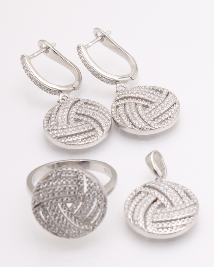 Set argint rodiat si cubic zirconia cod 3-26196, gr14.2