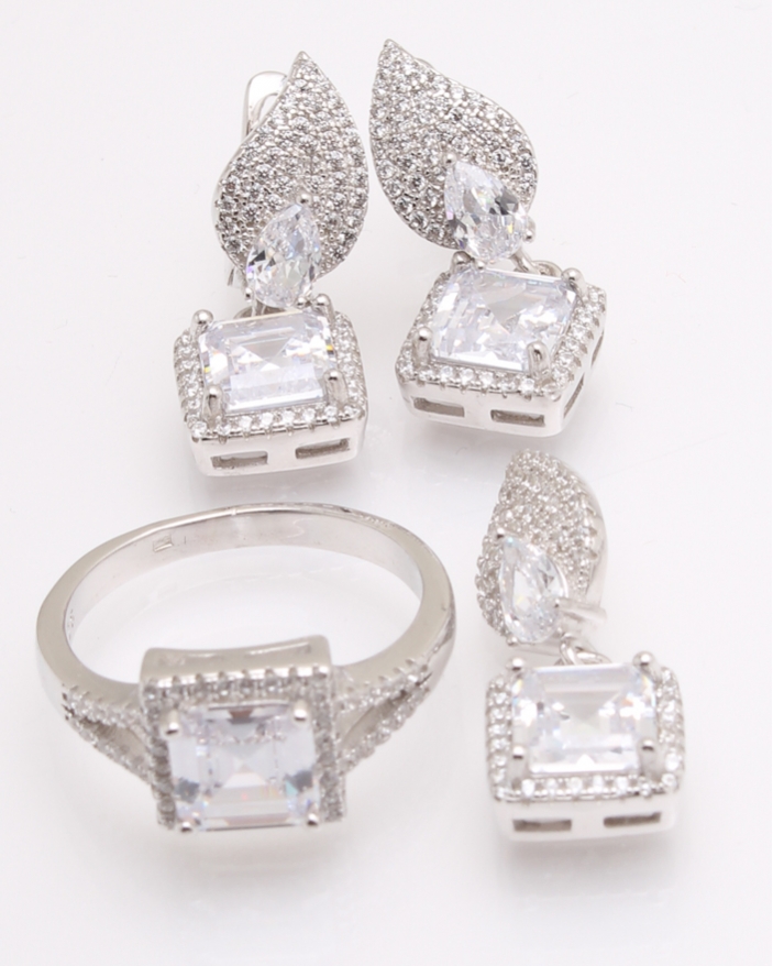 Set argint rodiat si cubic zirconia cod 3-26200, gr15.1