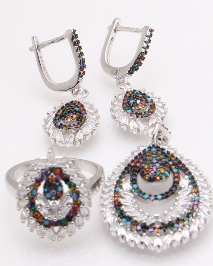 Set argint rodiat si cubic zirconia cod 3-26201, gr14.8