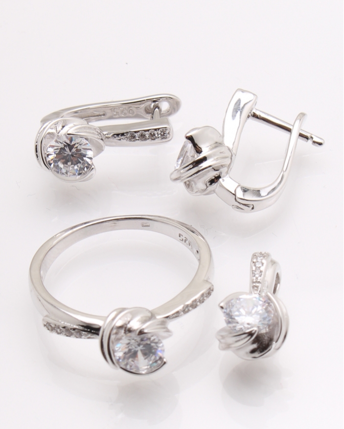 Set argint rodiat si cubic zirconia cod 3-26202, gr10.1