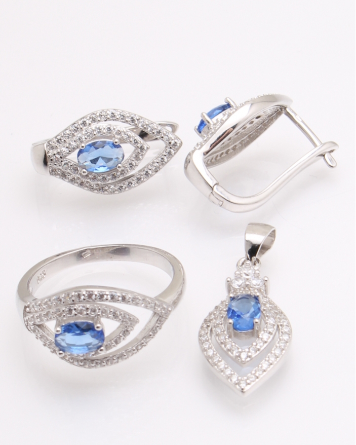 Set argint rodiat si cubic zirconia cod 3-26204, gr9.2