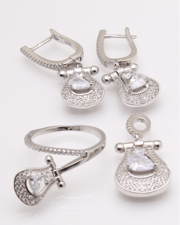 Set argint rodiat si cubic zirconia cod 3-26209, gr12.1