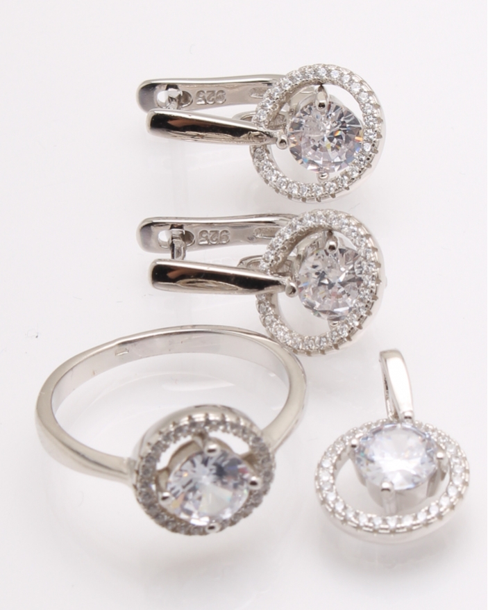 Set argint rodiat si cubic zirconia cod 3-26213, gr9.5