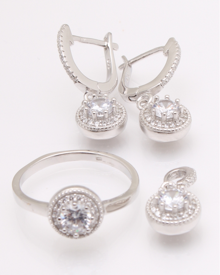 Set argint rodiat si cubic zirconia cod 3-26228, gr9.2