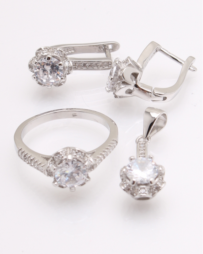 Set argint rodiat si cubic zirconia cod 3-26335, gr9.9