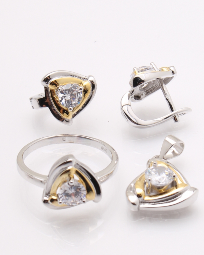 Set argint rodiat cu galben si cubic zirconia cod 3-26338, gr10.4