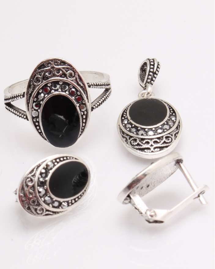 Set argint cu email si marcasite cod 3-29626, gr8