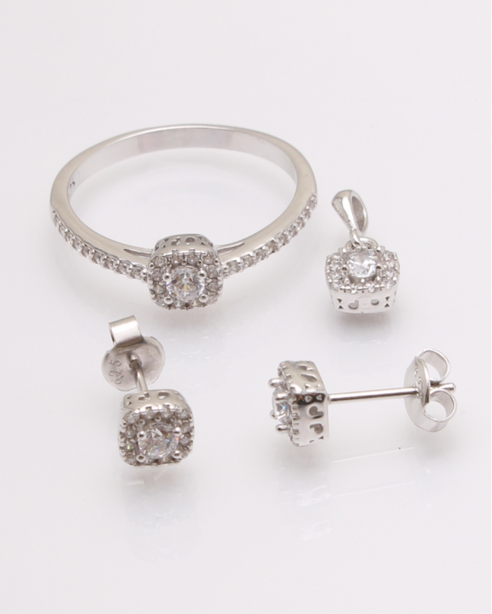 Set argint patrat si cubic zirconia cod 3-32728, gr3.4