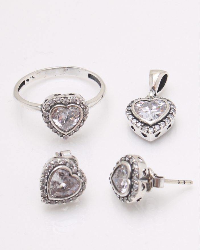 Set argint inima si cubic zirconia cod 3-33471, gr6.4