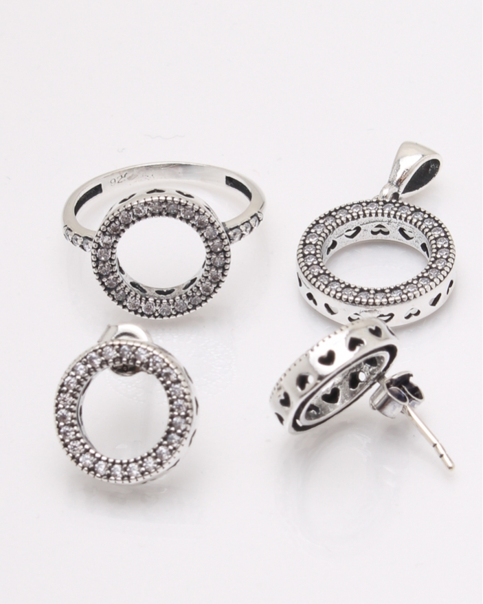 Set argint cerc si cubic zirconia cod 3-33473, gr7.4