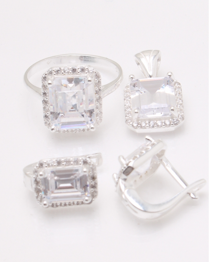 Set argint si cubic zirconia cod 3-33626, gr9.5