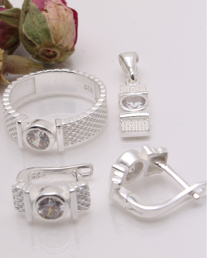 Set argint si cubic zirconia cod 3-41857, gr10.1