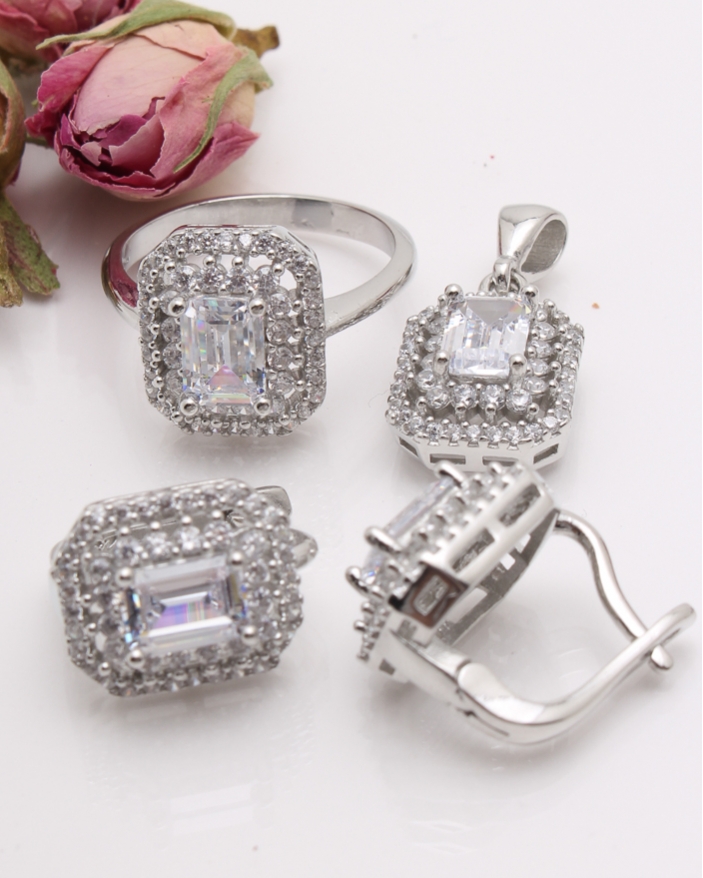 Set argint si cubic zirconia cod 3-41871, gr11.5