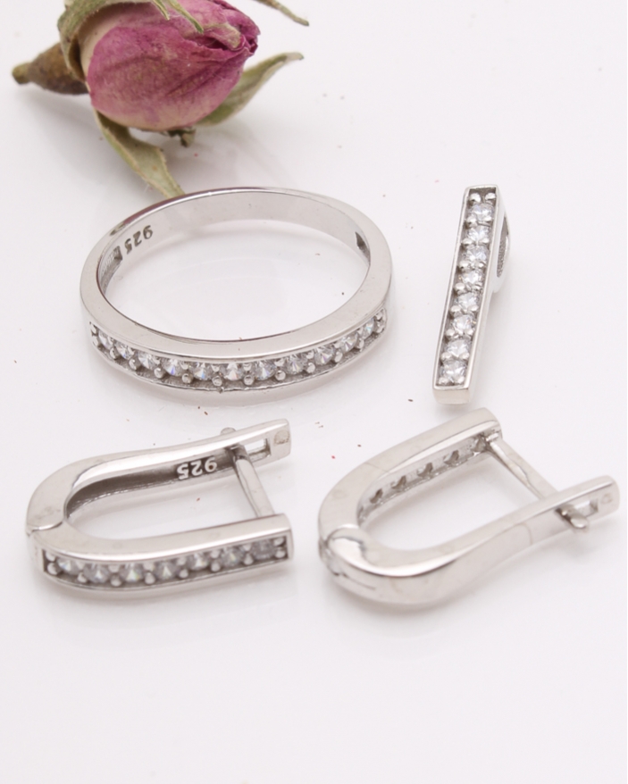 Set argint si cubic zirconia cod 3-42319, gr4.9