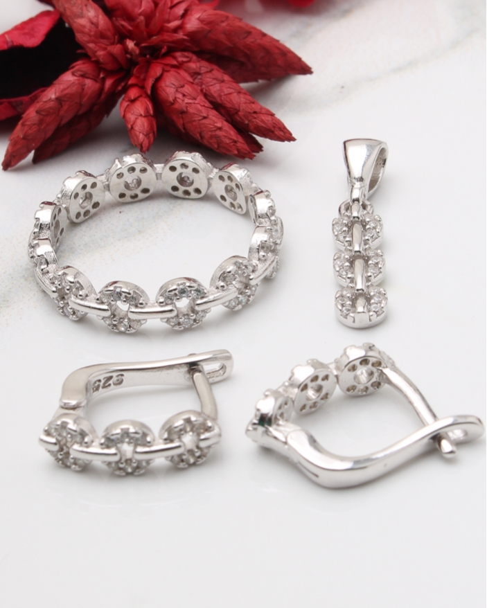 Set argint si cubic zirconia cod 3-43531, gr6.5