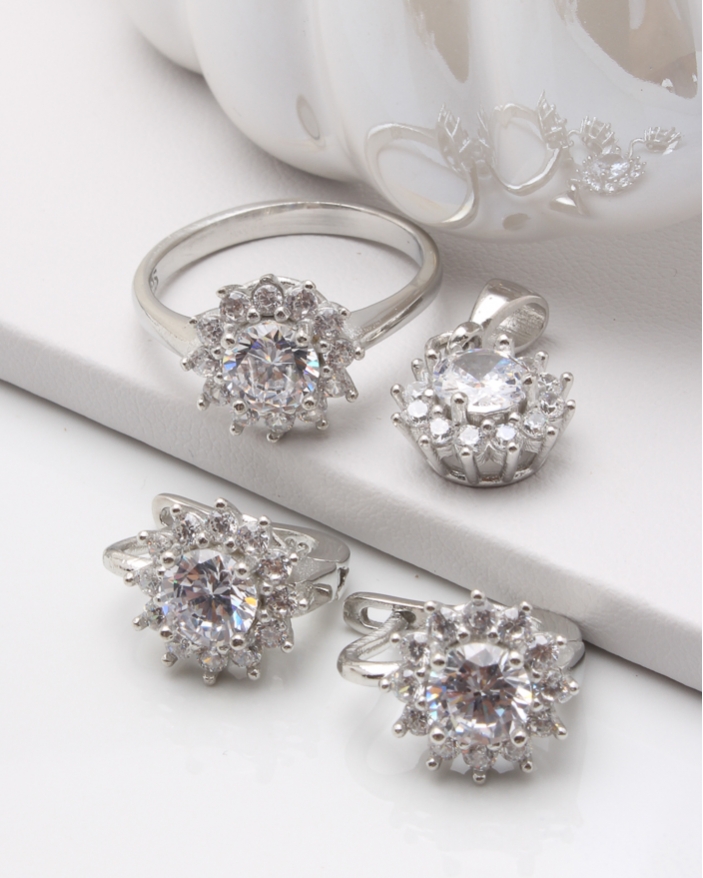 Set argint si cubic zirconia cod 3-45763, gr10.1