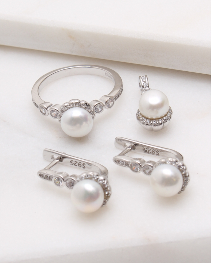 Set argint cu perle cod 3-48707, gr8.6