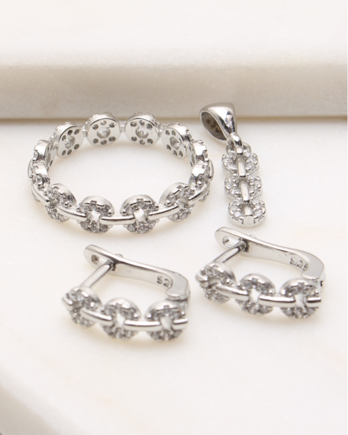 Set argint si cubic zirconia cod 3-49574, gr6.4