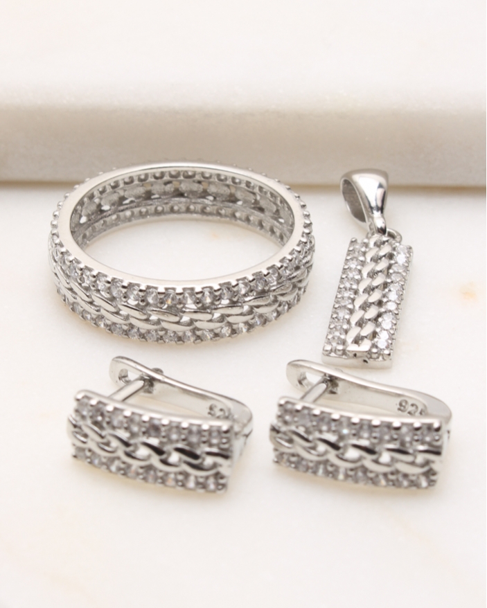 Set argint si cubic zirconia cod 3-49575, gr7.6